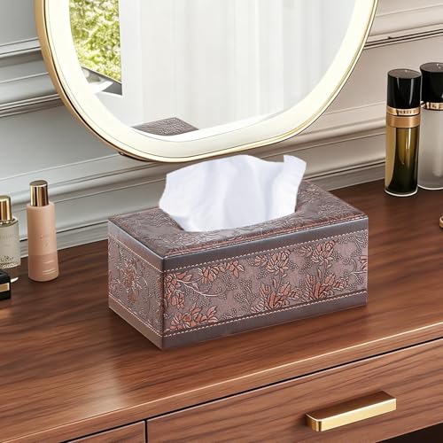 Retro Tissue Box Cover Rectangle,Aesthetic Facial Tissue Cube Box Holder - color: A Retro-embroidery