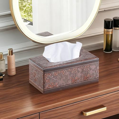 Retro Tissue Box Cover Rectangle,Aesthetic Facial Tissue Cube Box Holder - color: A Retro-embroidery
