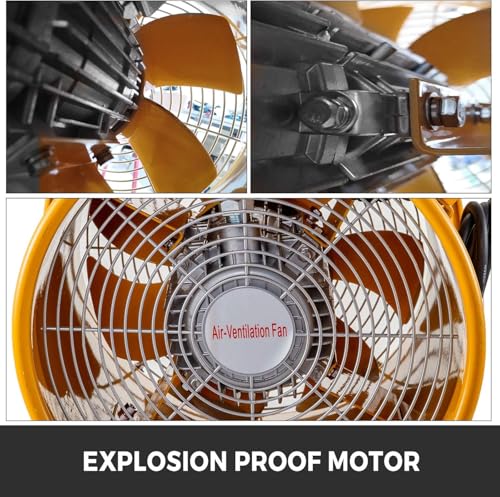 VEVOR Explosion Proof Fan 12 Inch, 550W, Industrial Portable Ventilator Blower/Exhaust with 9.8ft Light Cord -No Plug - size: 12 Inch