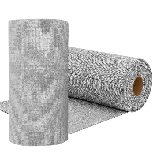 Niurewan 75 Pack Microfiber Cleaning Cloth Roll,Reusable Tear Away Microfiber Towels,Washable Ultra Absorbent Rags Drying Dishcloths for Car,Home,Garage or Shop(Grey)