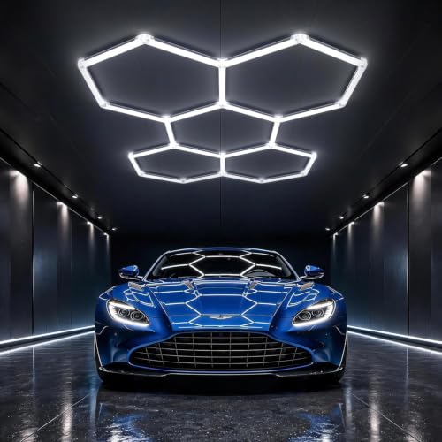 HYPERLITE Gen II Hexagon Garage Lights: 168W 16800LM 5 Grids Hexagon Led Light, 6500K Ultra Bright Honeycomb Hex Lights, Durable Design for Garage, Shop, Basement, Barber, Homegym - size: 5 HEX