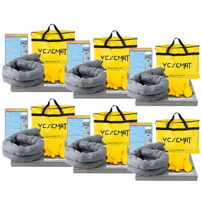 Universal Spill Kit for Chemical, Water & Garage Oil Cleanup 6 Pack - size: 6 Pack