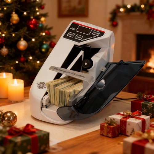 WINB Money Counter Machine with UV Counterfeit Detection - Portable Cash Counter Machine, 600 Notes/Min High-Speed Money Counting Machine for Bills & Currency