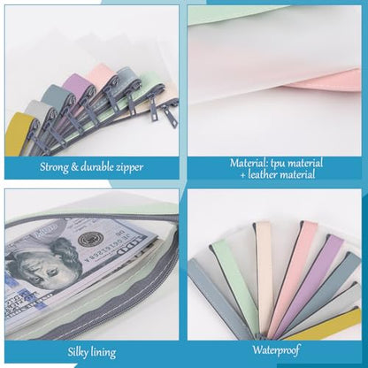 8 Pack Clear Money Envelopes for Cash Money Bag Pouch 7.6x3.7 inch - color: 8 colours-b