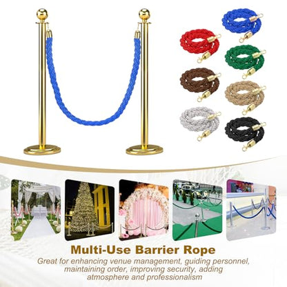 MECCANIXITY Twisted Stanchion Rope 5Ft/1.5M Barrier Rope w Hooks - color: Blue Golden, size: 5 Ft