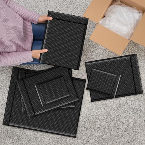 Fuxury Bubble Mailers 5x8.6" 50 Pack Black Waterproof Padded Envelopes - color: Black, size: 5x8.6" 50PC