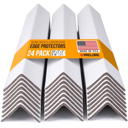 24" x 2" x 2" Reinforced Cardboard Edge Protectors, White (Pack of 24) – 0.16" Thick Heavy-Duty Cardboard Corner Protectors for Shipping – American Quality V-Board Pallet Edge Protectors - color: Thickness: 0.16", size: Pack of 24
