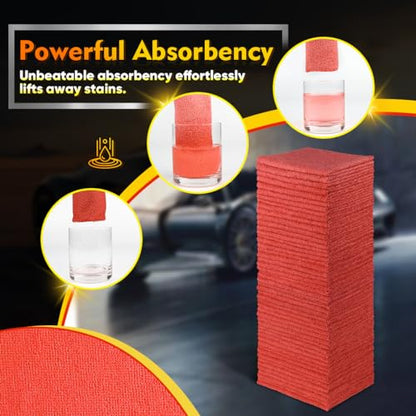 HOMEXCEL Microfiber Cleaning Cloth 200 PK, Towels for Cars, Shop Rags, Red - color: Red