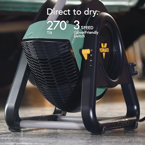 Vornado RTR Heavy Duty Air Circulator, 3-Speed, High Velocity Blower Fan with 270° Tilt, IP54 Motor, 8 ft Cord, High Impact Case, Air Mover for Floor Drying and Ventilation
