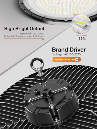 UFO LED High Bay Light,200W 30000LM 5000K IP65,6 Pack with 5ft US Plug - size: 200W