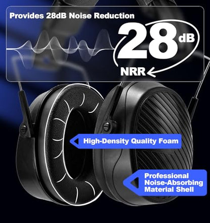 PROHEAR 038 Ear Protection Safety Earmuffs for Mowing, 28dB Noise Reduction Passive Hearing Protector, Compact Foldable Headset for Shooting Construction Power Tools, Black - color: Black