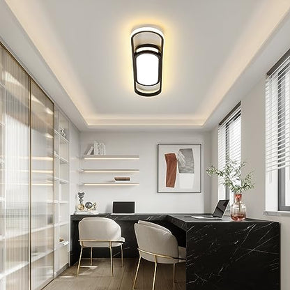 Tioolo Modern LED Ceiling Light, 27.5in Dimmable Linear Fixture with Remote - color: Black/40W