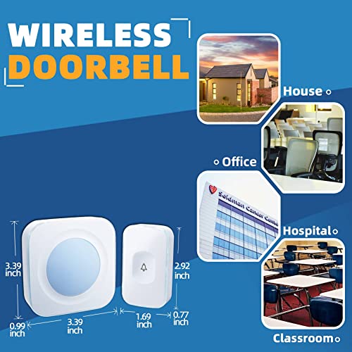 Wireless Doorbell 1200 Feet Waterproof Doorbells for Home with 36 Melodies 4 Volume levels, Flash Led Light (1 Receiver&1 Touch Button White) - color: 1 Receiver 1 Button
