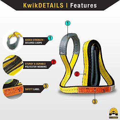 KwikSafety - Charlotte, NC - Mighty Sumo 1”x 8’ Poly Web Sling Lifting Strap Construction ASME OSHA / 3200lbs Vertical 2550lbs Choker 6400lbs Basket/Rigging Moving Towing Hoisting Gear - size: 1"X8' | 3200 lbs