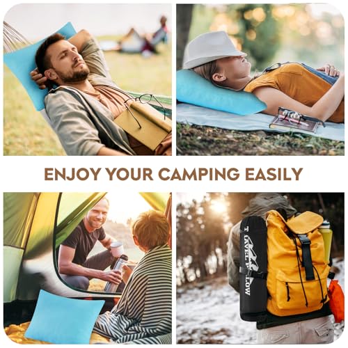 Small Shredded Memory Foam Pillow, Camping Pillow Travel Pillow - Compressible Medium Firm, Breathable Cover, Ideal Backpacking Hiking, Airplane and Car (Sky Blue, S) - color: Sky Blue, size: S-16 X 12 Inch