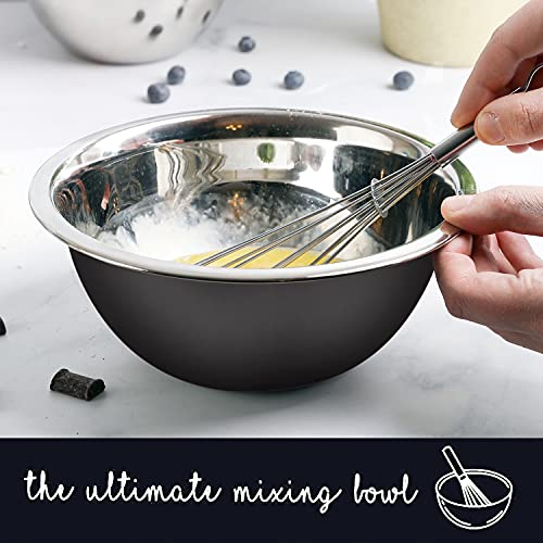 WHYSKO Stainless Steel Mixing Bowls Set, 5-Piece Meal Prep & Food Storage - color: Black