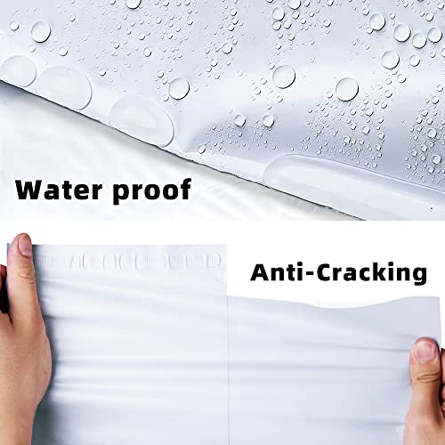 POLYSELLS 100 pcs 10x13 Inches White x Silver Poly Mailers Shipping Envelopes, Strong Adhesive Sealing, Waterproof, and Tear-resistant Postal Mailing Bags for Clothing, Books, and Accessories - size: 10"x13" 100 PCS