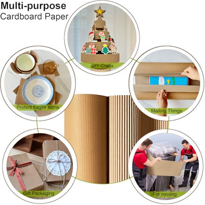 SYOGUA Corrugated Cardboard Roll, 17 x 197 Inches Thicker Wider Corrugated Paper, Single Face Large Cardboard Sheets Thick Cardboard Roll for Crafts, Shipping, Mailing, Gift Packaging (Pack of 2) - size: 17 x 197 inches (Pack of 2)