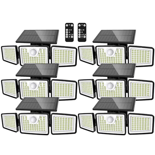 daphino 2500LM Solar Lights, Motion Sensor Outdoor Lights, 3-Head, 6 Pack - size: 3Head-Remote-6 Pcs