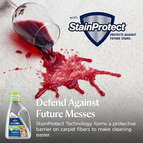 Bissell PET PRO OXY Urine Eliminator with Febreze Carpet Deep Clean Solution, with StainProtect Technology, for use in leading upright carpet cleaners, 48oz, Our best formula for pet messes & odors - size: 48 Fl Oz (Pack of 1), style: Pet Pro Oxy with Feb