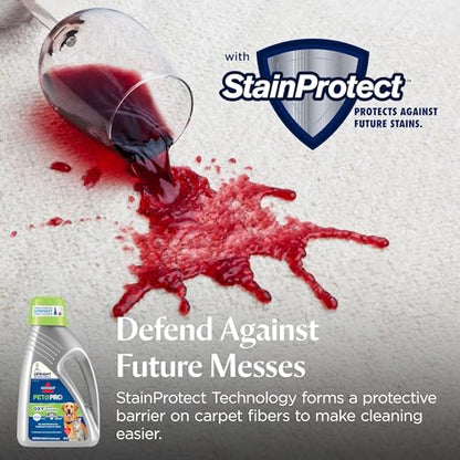 Bissell PET PRO OXY Urine Eliminator with Febreze Carpet Deep Clean Solution, with StainProtect Technology, for use in leading upright carpet cleaners, 48oz, Our best formula for pet messes & odors - size: 48 Fl Oz (Pack of 1), style: Pet Pro Oxy with Feb