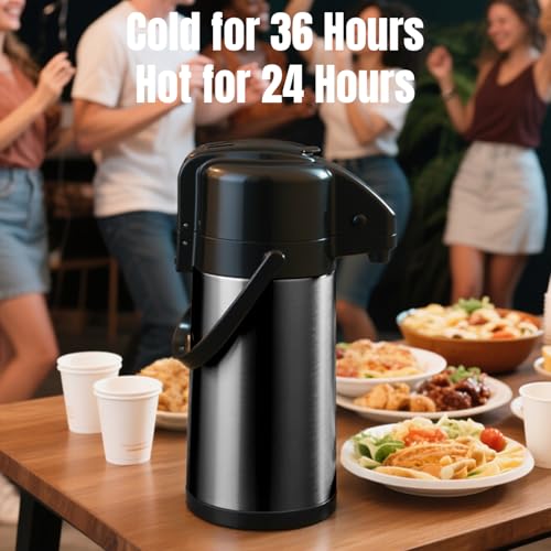 PARACITY Coffee Dispenser with Pump, Coffee Carafe, 84.5 fl oz/2.5 L, Black - color: Black