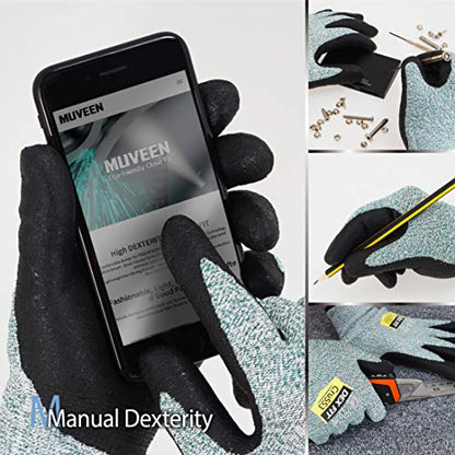 DEX FIT Level 5 Cut Resistant Gloves Cru553, 3D-Comfort Fit, Firm Grip, Thin & Lightweight, Touch-Screen Compatible, Durable, Breathable & Cool, Machine Washable; Green XS (6) 1 Pair - color: Green, size: X-Small