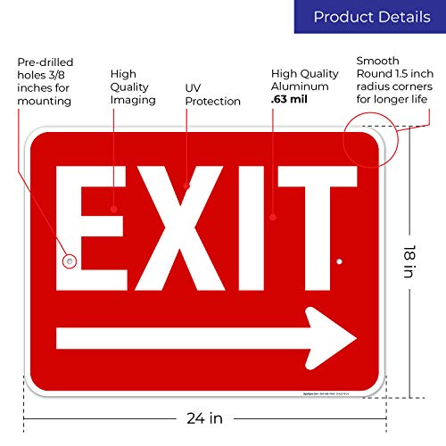 Exit Sign, with Right Arrow - size: 18x24