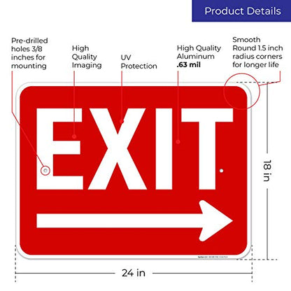 Exit Sign, with Right Arrow - size: 18x24