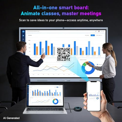 75‘’ Smart Board, 4K UHD Interactive Whiteboard for Office - size: 32"W x 68"H