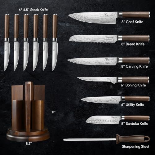 SYOKAMI 14-Piece Kitchen Knife Set with Magnetic Block, New for 2026 - size: 14 Piece with Rotatable Block