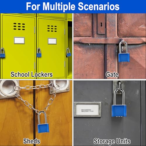 2pcs Long Combination Lock, 4-Digit Heavy Duty Combo Lock - color: 2pcs-Long-Blue