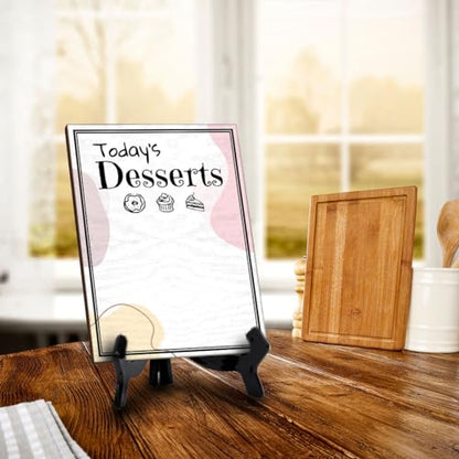 Today's Desserts 6x8 Dry Wipe Table Sign Easy Installation | Restaurant & Bar | Perfect To Clearly Direct Customers & Advertise Specials | No Pen Included - style: Today's Desserts