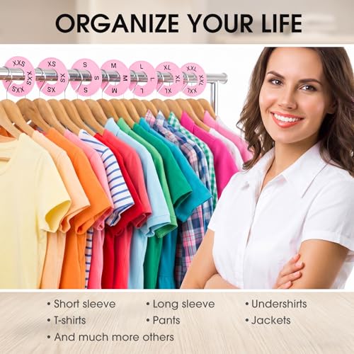 EBOOT 40 Pcs Clothing Size Dividers Closet Size Divider Hanger, Pink - color: Pink
