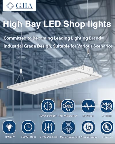 1.5FT LED Linear High Bay LED Shop Lights, 130W 19500LM, 1-Pack, UL