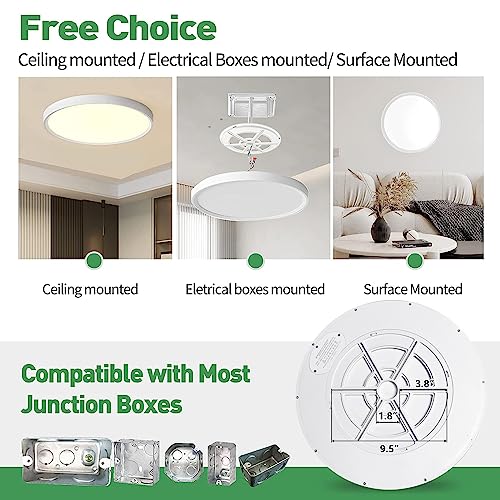15.8Inch 2PK White LED Flush Mount Ceiling Light,32W,3480LM,3CCT Selectable - color: White, size: 15.8" 2PK