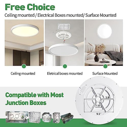 15.8Inch 2PK White LED Flush Mount Ceiling Light,32W,3480LM,3CCT Selectable - color: White, size: 15.8" 2PK