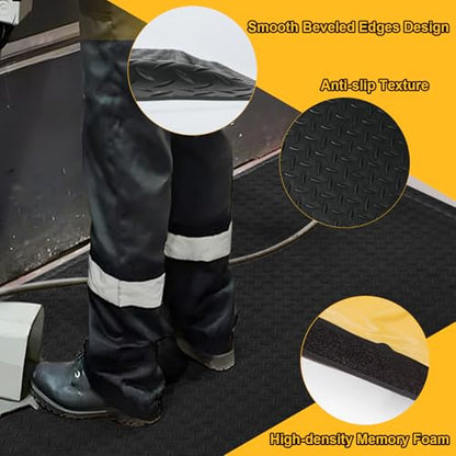 Nisorpa Anti Fatigue Mats Industrial 2' x 7' Ergonomic Standing Mat 15/16" Extra Thick Heavy Duty Commercial Diamond Plate Support Shop Floor Mat for Leg & Back Pain - size: 2' x 7'