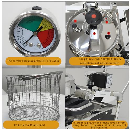 16L Electric Pressure Fryer,110V High-Pressure Chicken Fryer with Safety Features,Stainless Steel Healthy Countertop Deep Fryer for Crispy Fried Delicacies, Commercial-Grade Food Oven