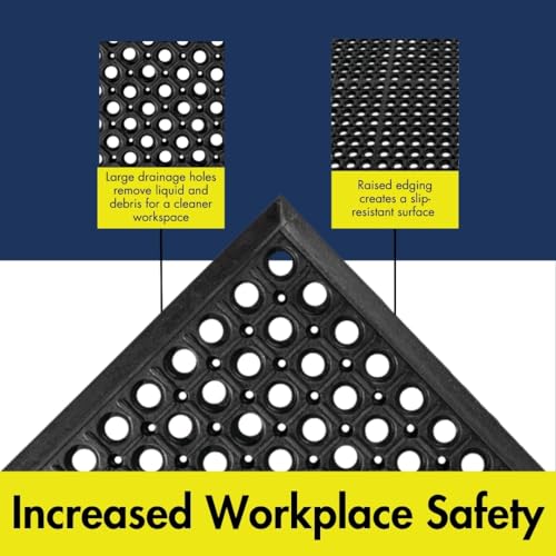 NoTrax 3' x 3' Anti-Fatigue Lightweight Restaurant Rubber Floor Mat with - color: Red, size: 3' x 3'