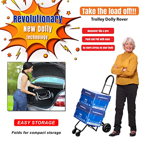 dbest Products Trolley Dolly Rover, 4 Wheeled Push Folding Utility Cart Hand Truck Platform Swivel Wheels Garden Lightweight Luggage Carretilla de Carga Plegable - size: Rover