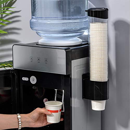 Cup Dispenser Wall Mounted Plastic Water Dispenser Disposable Cup Holder Rack, Paste or Screw Plate Mountable for Paper Cups Halloween Party Supplies(L, Black) - color: Black