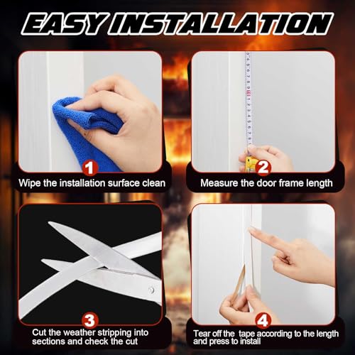 4 Pcs Adhesive Fire/Smoke Door Gasket Seal, 0.5" W X 0.25" H X 20' L, White - color: White, size: 0.5" W X 0.25" H X 20' L