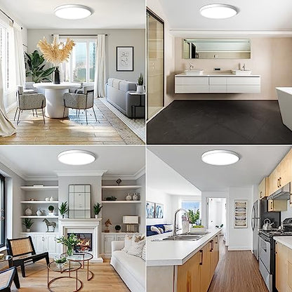 CHARYJOD LED Flush Mount Ceiling Light Fixture 12Inch, 24W Flat Light,5000K Ultra Thin Surface Panel Low Profile for Bedroom Kitchen Bathroom Garage Living Room, White (DC-CJ-0030-24W-50K) - color: White, size: 12Inch-1Pack