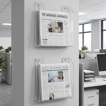 Sliner 2 Pcs Acrylic Newspaper Holder Wall Mount 13.4 x 11.5 Inch