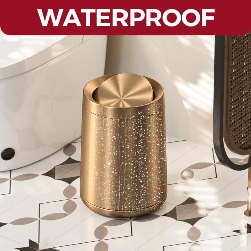 10L/2.6Gal Bathroom Trash Can with Lid,Rose Gold - color: rose gold