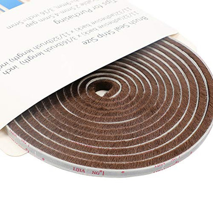 TORRAMI Brush Weather Stripping, 11/32 x 11/32 in, 16 ft, Brown - color: Brown, size: 11/32 inch x 11/32 inch x 16 ft