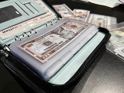 UMSICHT 24PCS A6 Binder Pockets with No Zippers, Zipless Budget Envelopes with Index Bits Design, A6 Binder Pouch for 6 Ring Binder, Money Folder Organizer,Clear PVC Savings Challenges Envelopes,24PCS - size: 24PCS A6 Pockets