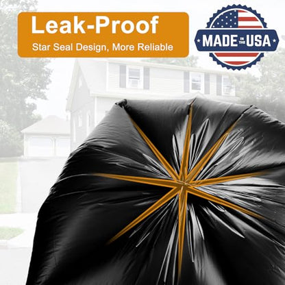 250 Pack, 30-33 Gallon Trash Bags, Medium Duty Black Garbage Bags 32"x38", Plastic Bolsas de Basura, Durable & Puncture-Resistant, Made in USA for Kitchen, Yard, Office - style: 33Gal-250 pcs-0.6