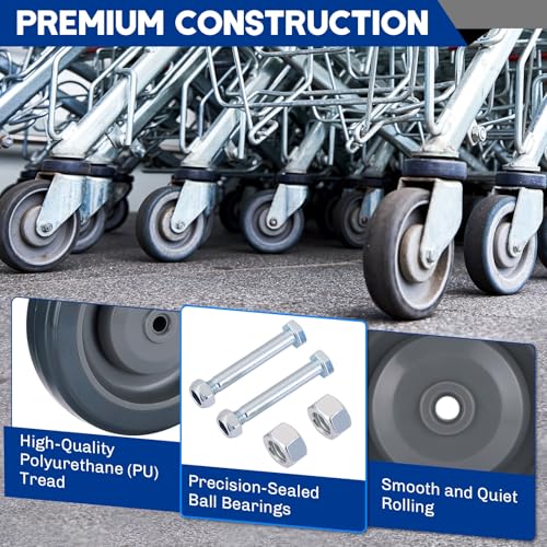 8 Pack 5" Shopping Cart Replacement Wheels Kit - color: Grey
